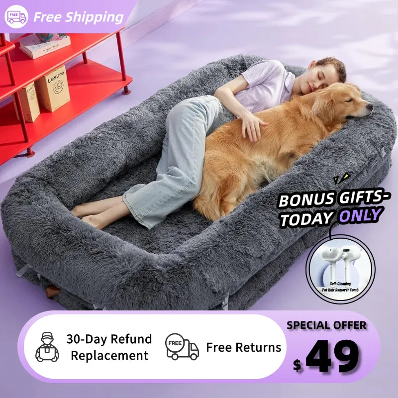 🎊Ends Today: 57% OFF+Free Gifts ! Foldable Human & Dog Bed (3 in 1 Function)
