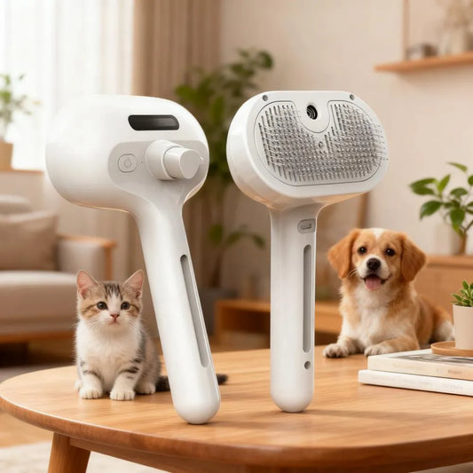 Self-Cleaning Pet Hair Remover Comb for Dog Grooming (Built-In Mist Humidifier)
