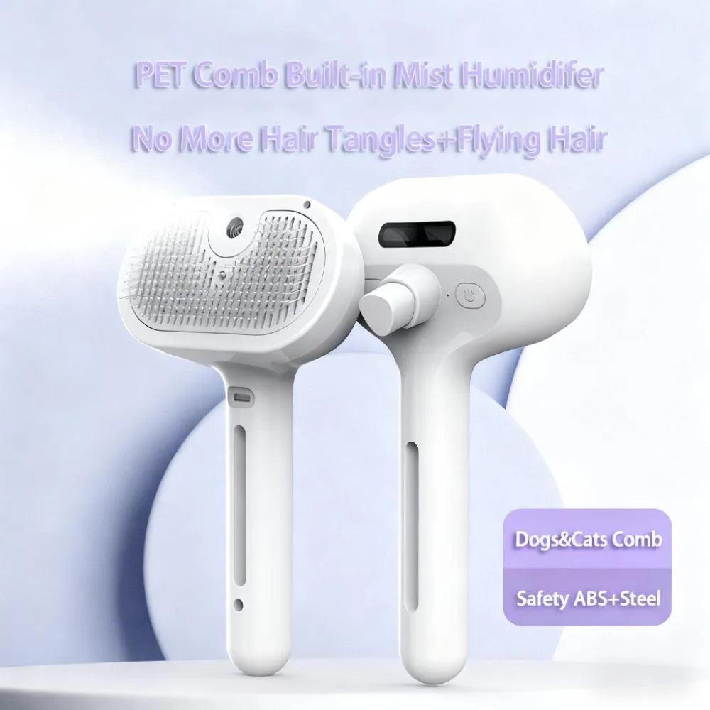 Self-Cleaning Pet Hair Remover Comb for Dog Grooming (Built-In Mist Humidifier)