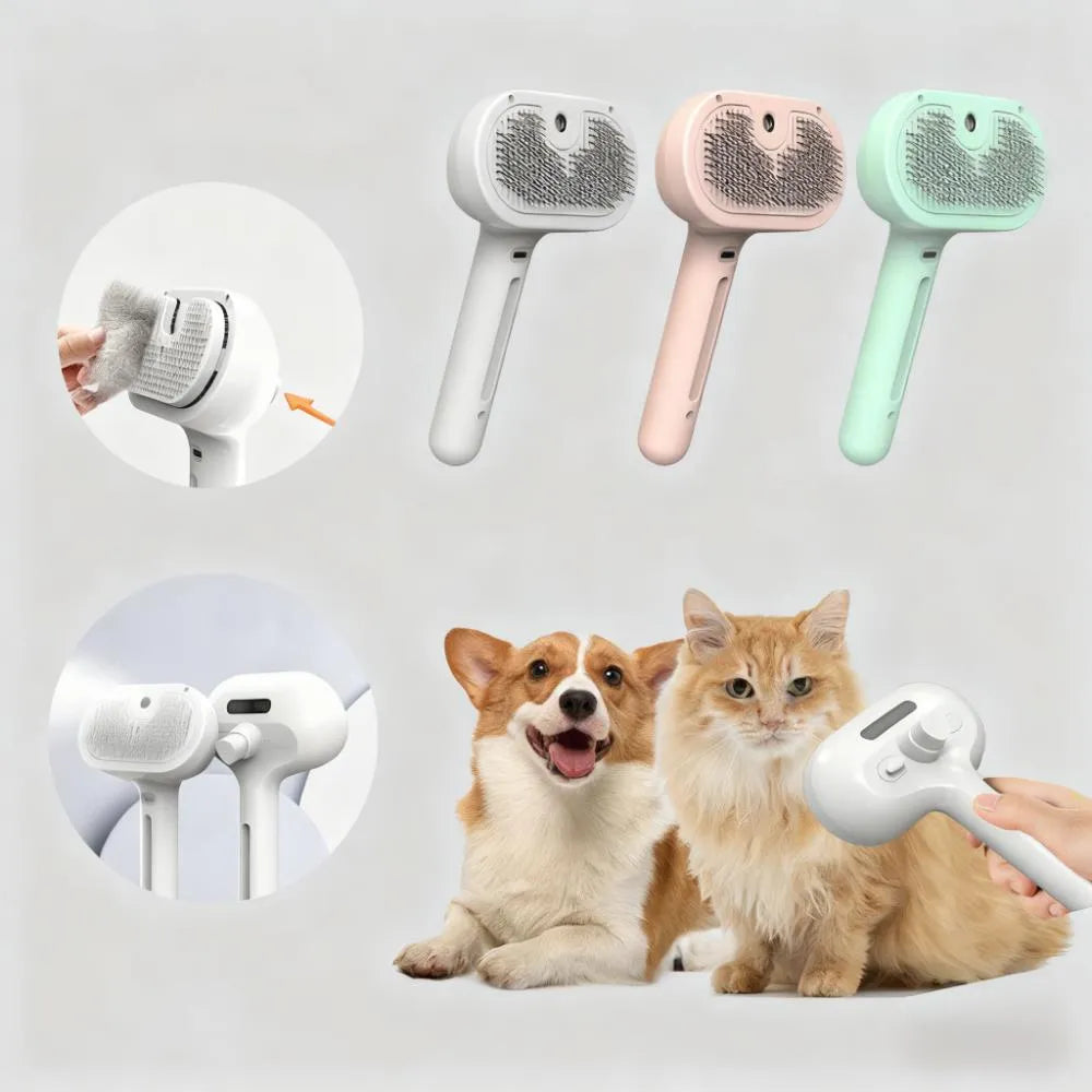 Self-Cleaning Pet Hair Remover Comb for Dog Grooming (Built-In Mist Humidifier)