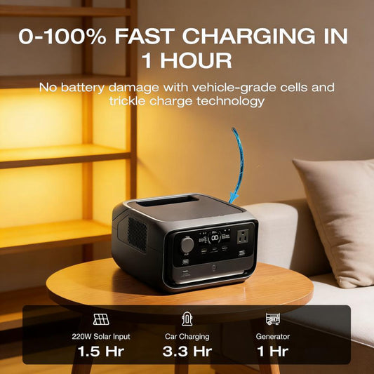 Compact 286Wh Portable Power Station with Fast Charging & Quiet Operation